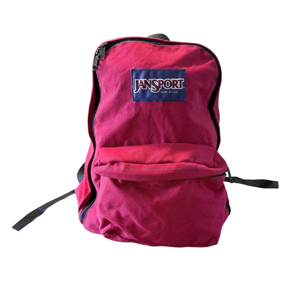Vintage JanSport Backpack Red Canvas USA Blue Label School Bag Retro